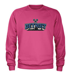 Detroit Motor City Retro Piston Adult Crewneck Sweatshirt Hot Pink