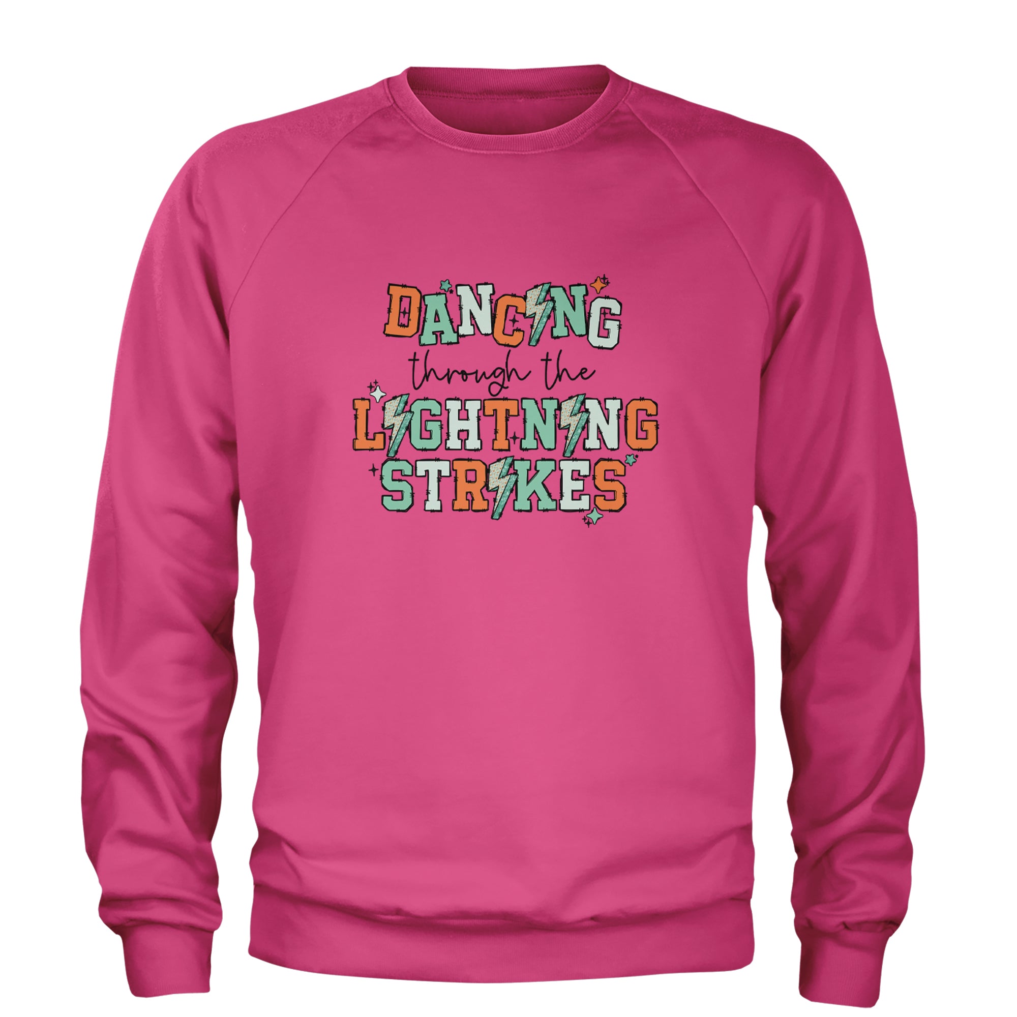 Dancing Through The Lightning Strikes Adult Crewneck Sweatshirt Heather Grey
