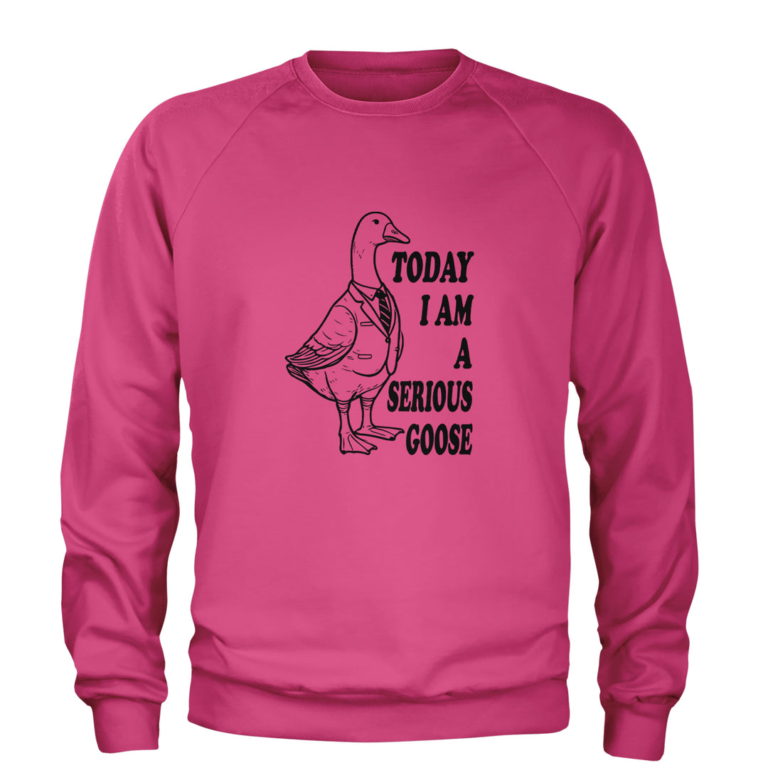 Today I Am A Serious Goose Adult Crewneck Sweatshirt Hot Pink