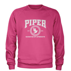 Piper Daughter of Aphrodite Rebel Heart Adult Crewneck Sweatshirt Hot Pink