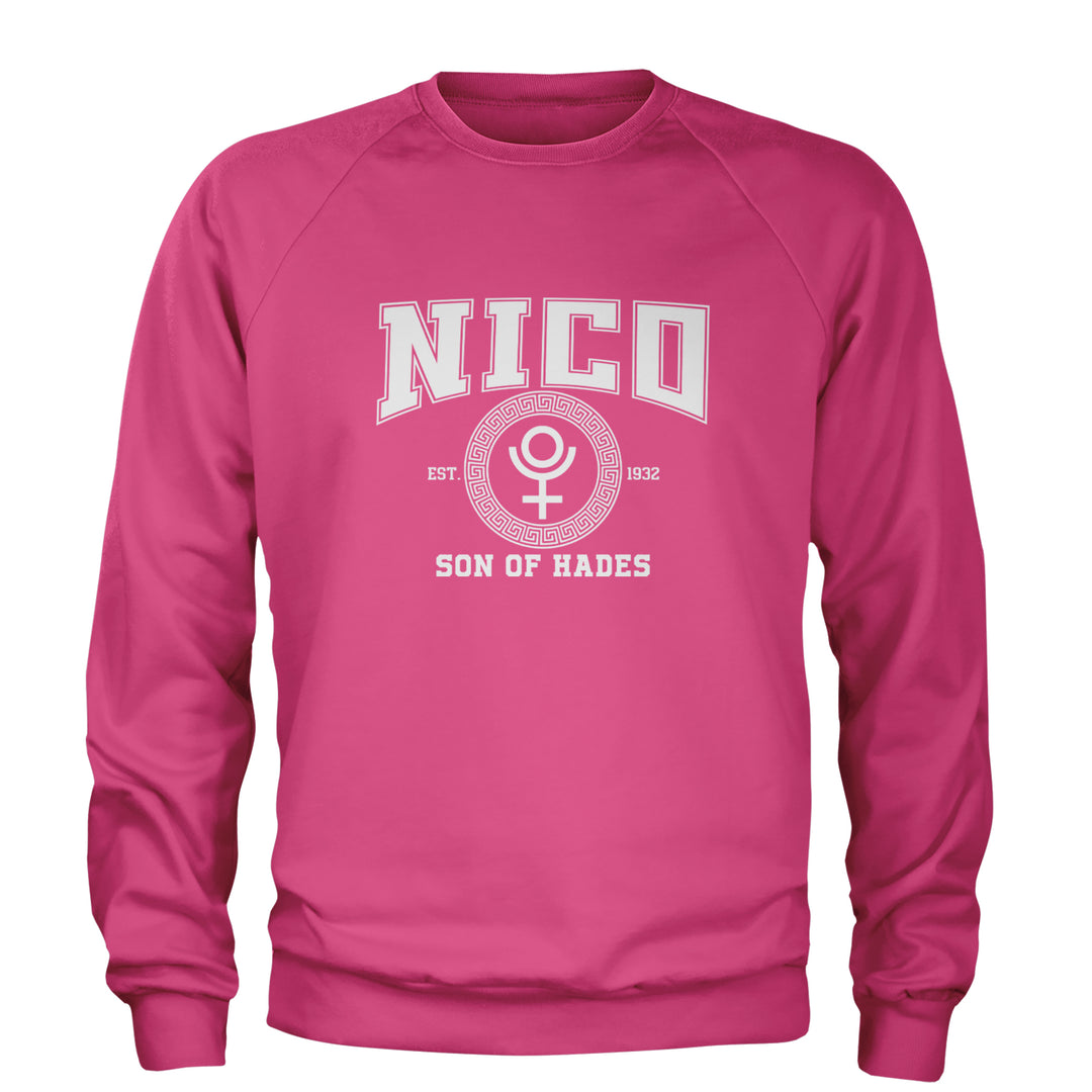 Nico Son of Hades Underworld Crest Adult Crewneck Sweatshirt Hot Pink