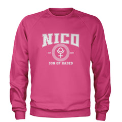 Nico Son of Hades Underworld Crest Adult Crewneck Sweatshirt Hot Pink
