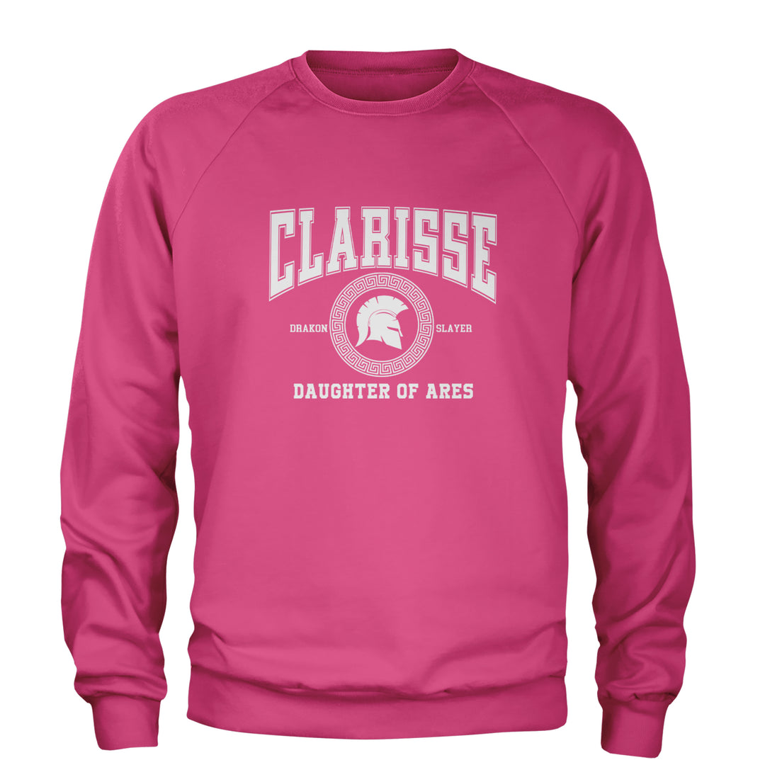 Clarisse Daughter of Ares Battle Ready Adult Crewneck Sweatshirt Hot Pink