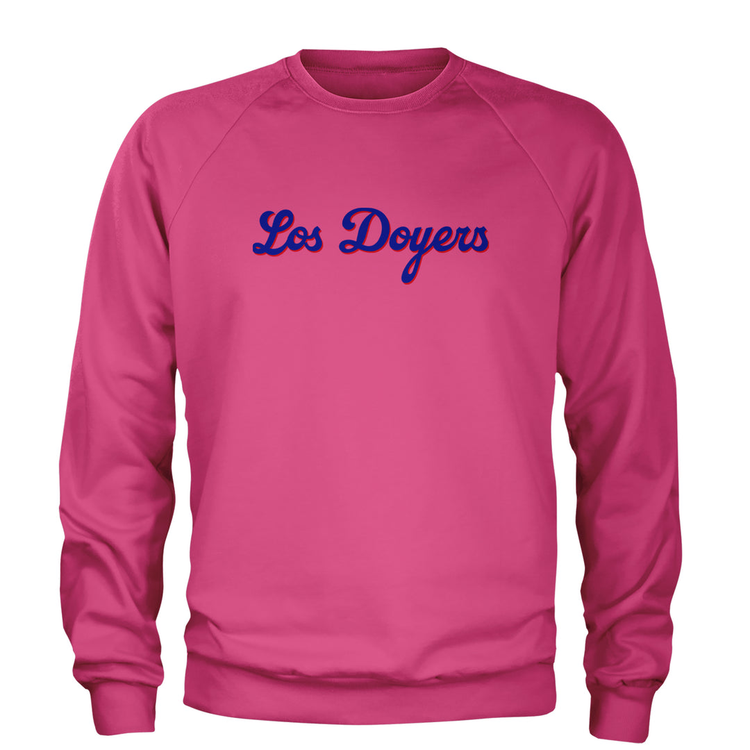 Los Doyers LA Baseball Adult Crewneck Sweatshirt Hot Pink