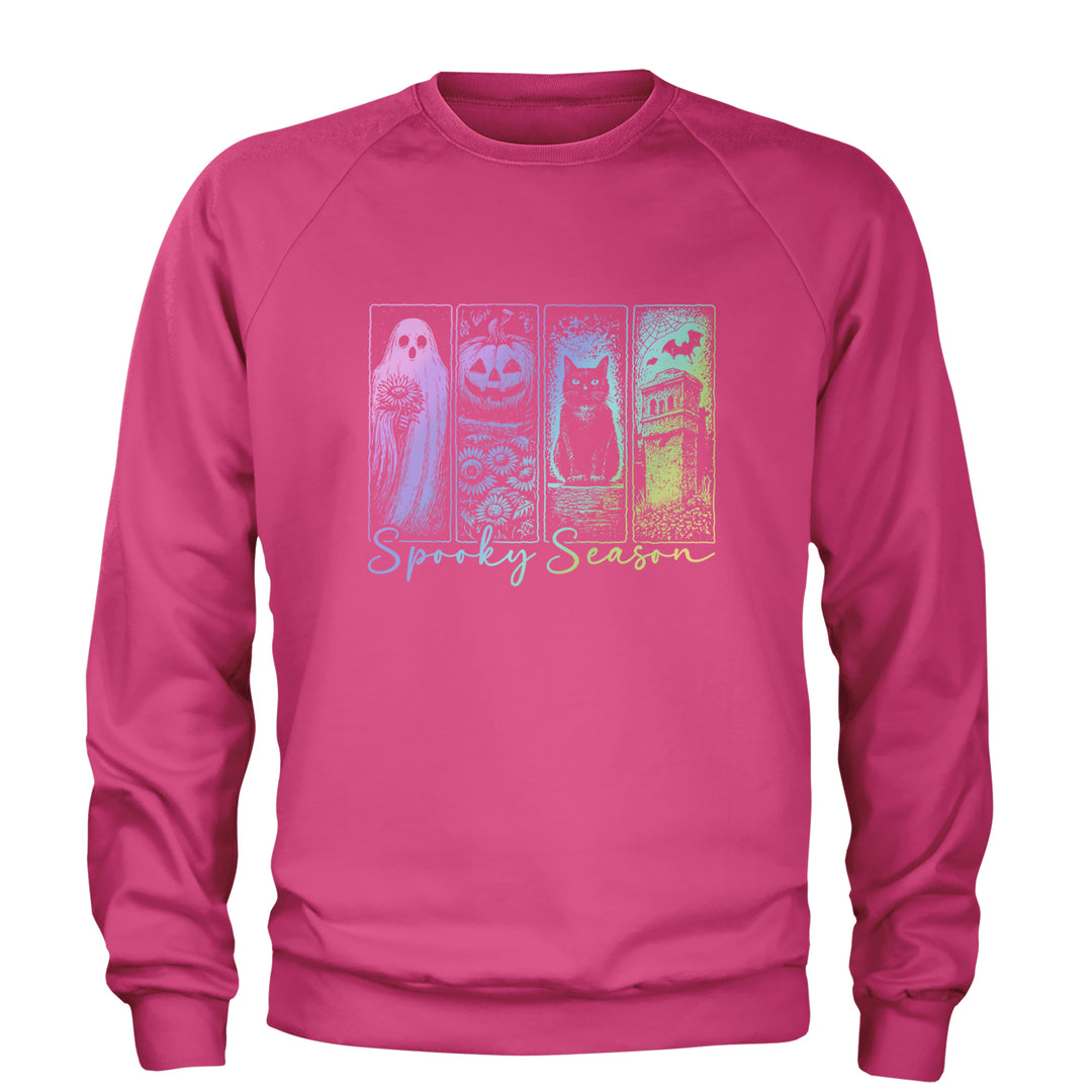 Spooky Season Cute Pastel Halloween Design Adult Crewneck Sweatshirt Hot Pink