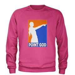Point God Cunningham Basketball Pointing Meme  Adult Crewneck Sweatshirt Hot Pink