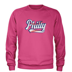 Philly Baseball Stitching Adult Crewneck Sweatshirt Hot Pink