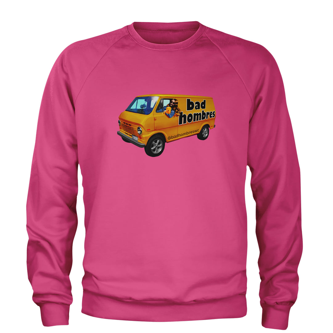 Bad Hombres Van West Chester Band Adult Crewneck Sweatshirt Hot Pink