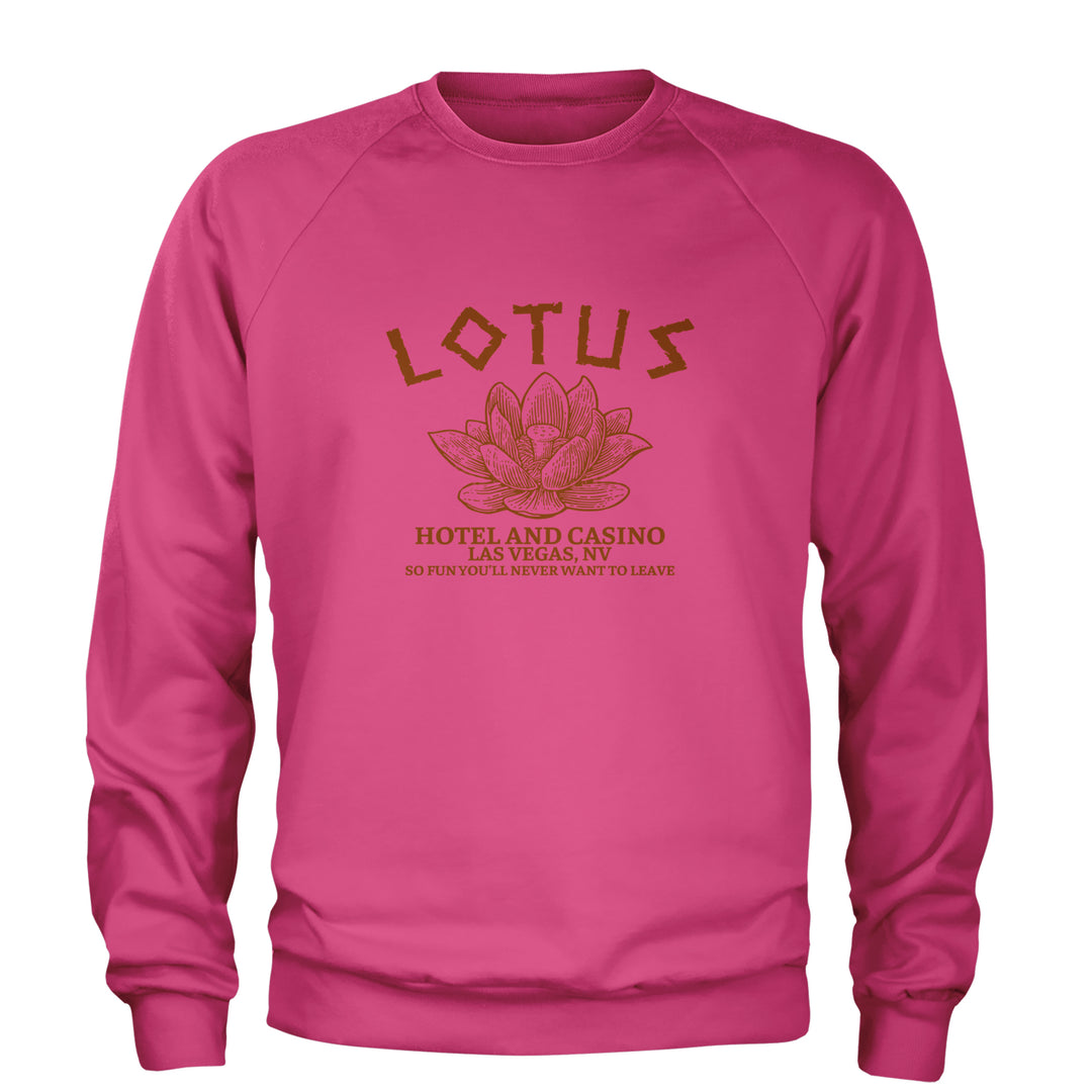 Lotus Hotel and Casino Adult Crewneck Sweatshirt Hot Pink