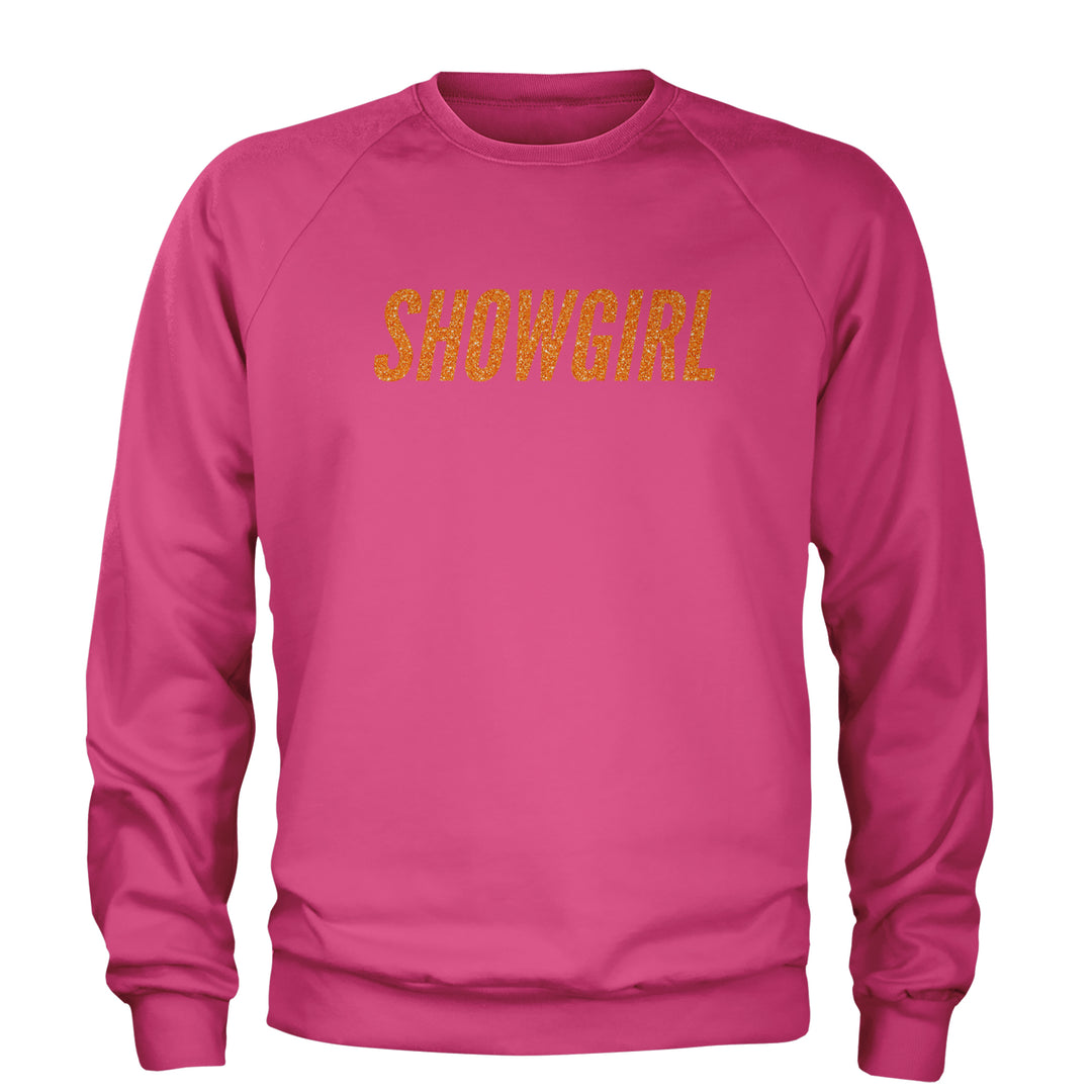 Showgirl Orange Glitter Adult Crewneck Sweatshirt Hot Pink