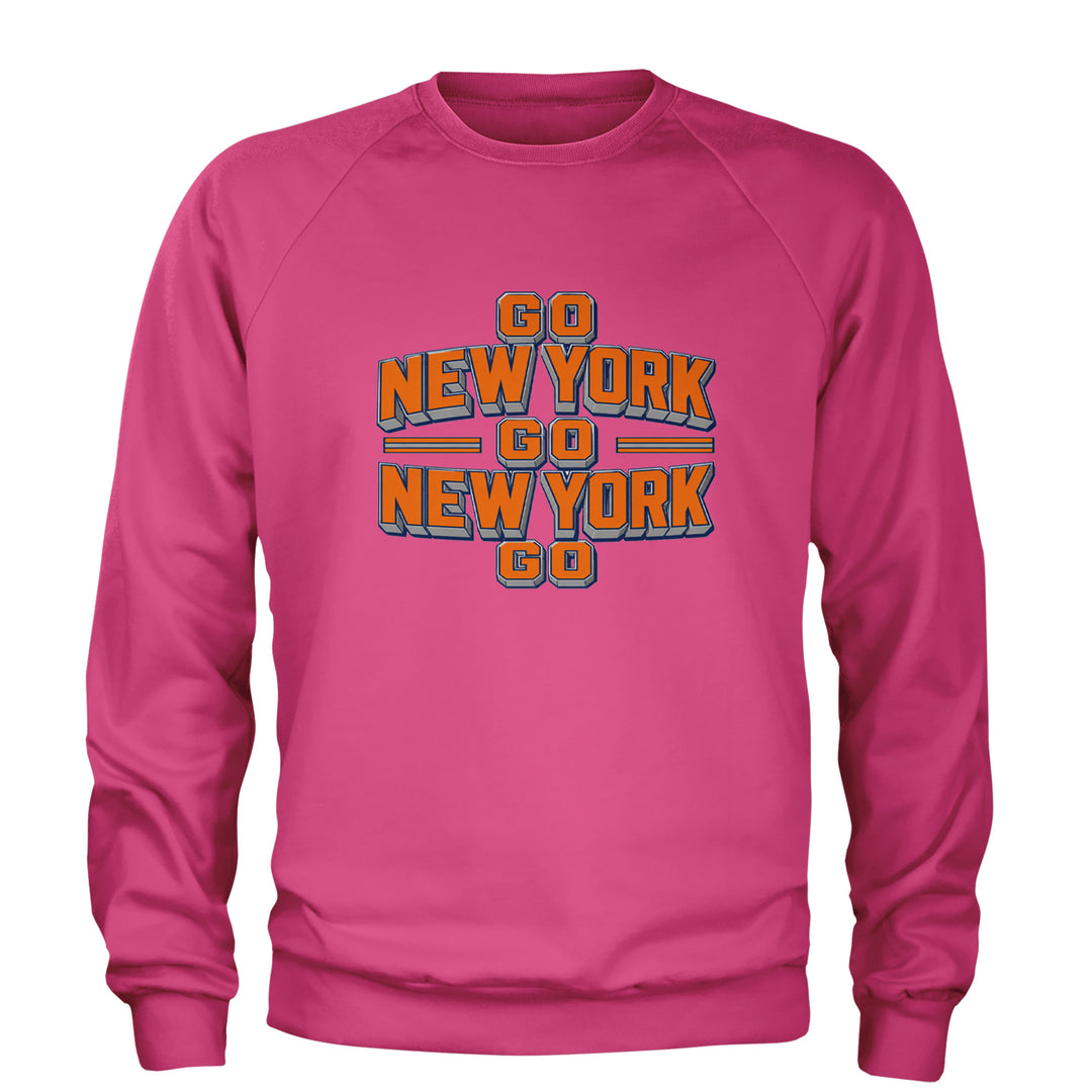 Go New York Go Basketball Adult Crewneck Sweatshirt Hot Pink