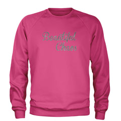 Beautiful Chaos Glitter Music Festival Adult Crewneck Sweatshirt Hot Pink
