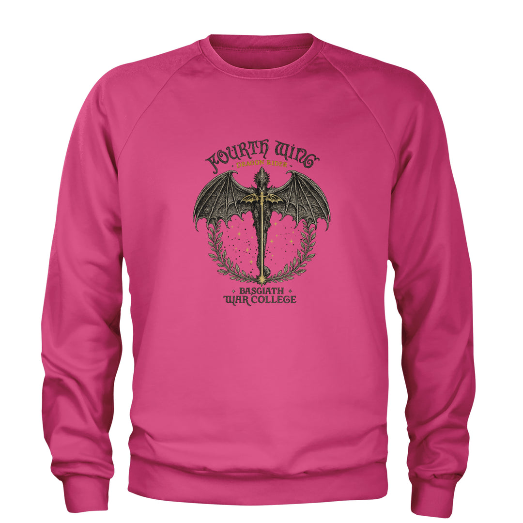 Fourth Wing Dragon Rider Vintage Basgiath War College Adult Crewneck Sweatshirt Hot Pink