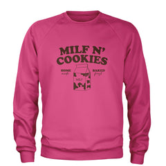 Milf And Cookies Adult Crewneck Sweatshirt Hot Pink