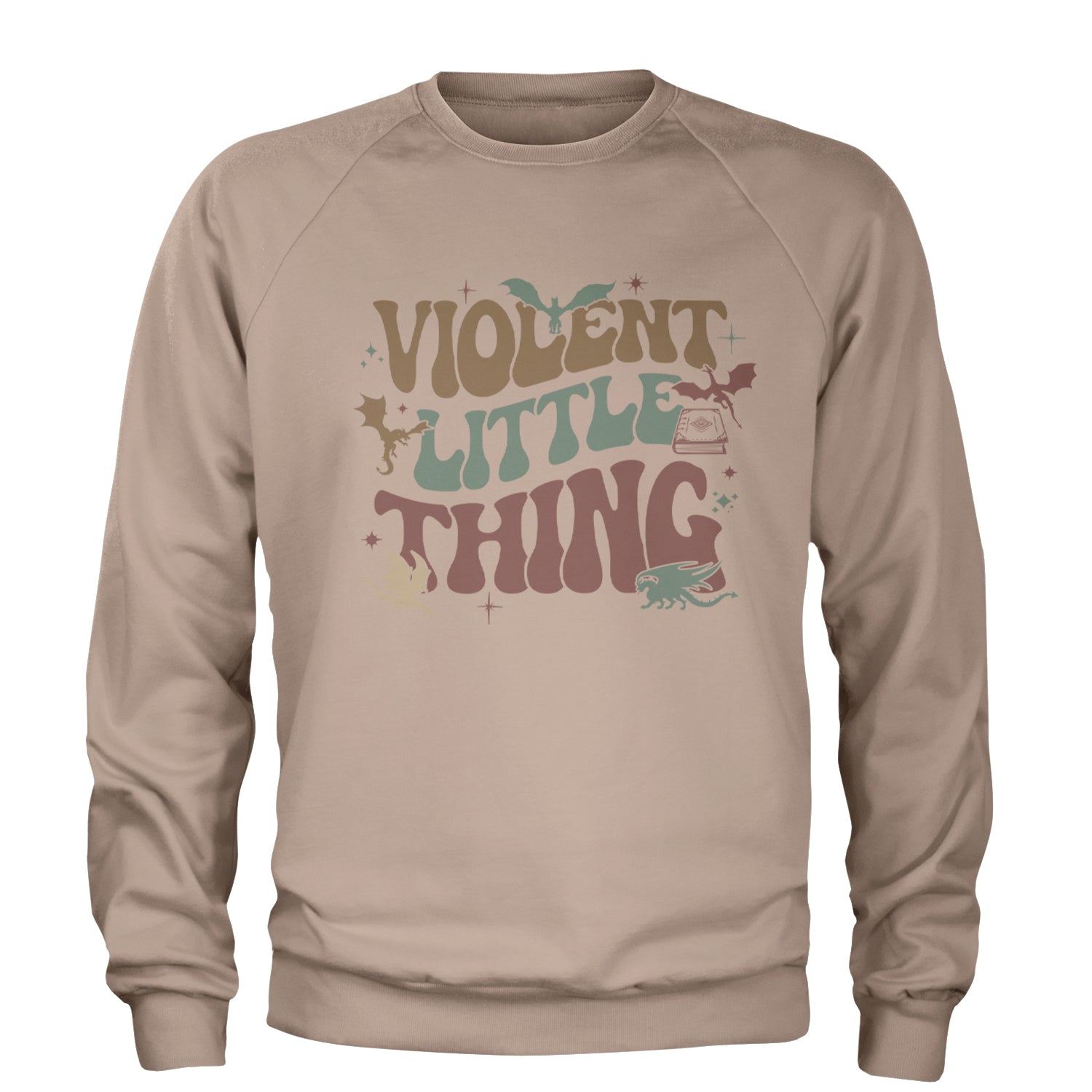 Violent Little Thing Dragon Adult Crewneck Sweatshirt Ivory