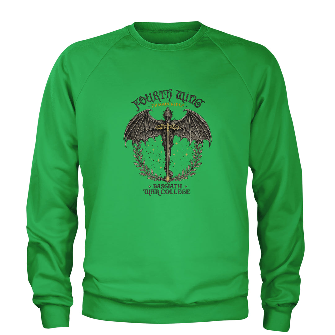 Fourth Wing Dragon Rider Vintage Basgiath War College Adult Crewneck Sweatshirt Kelly Green