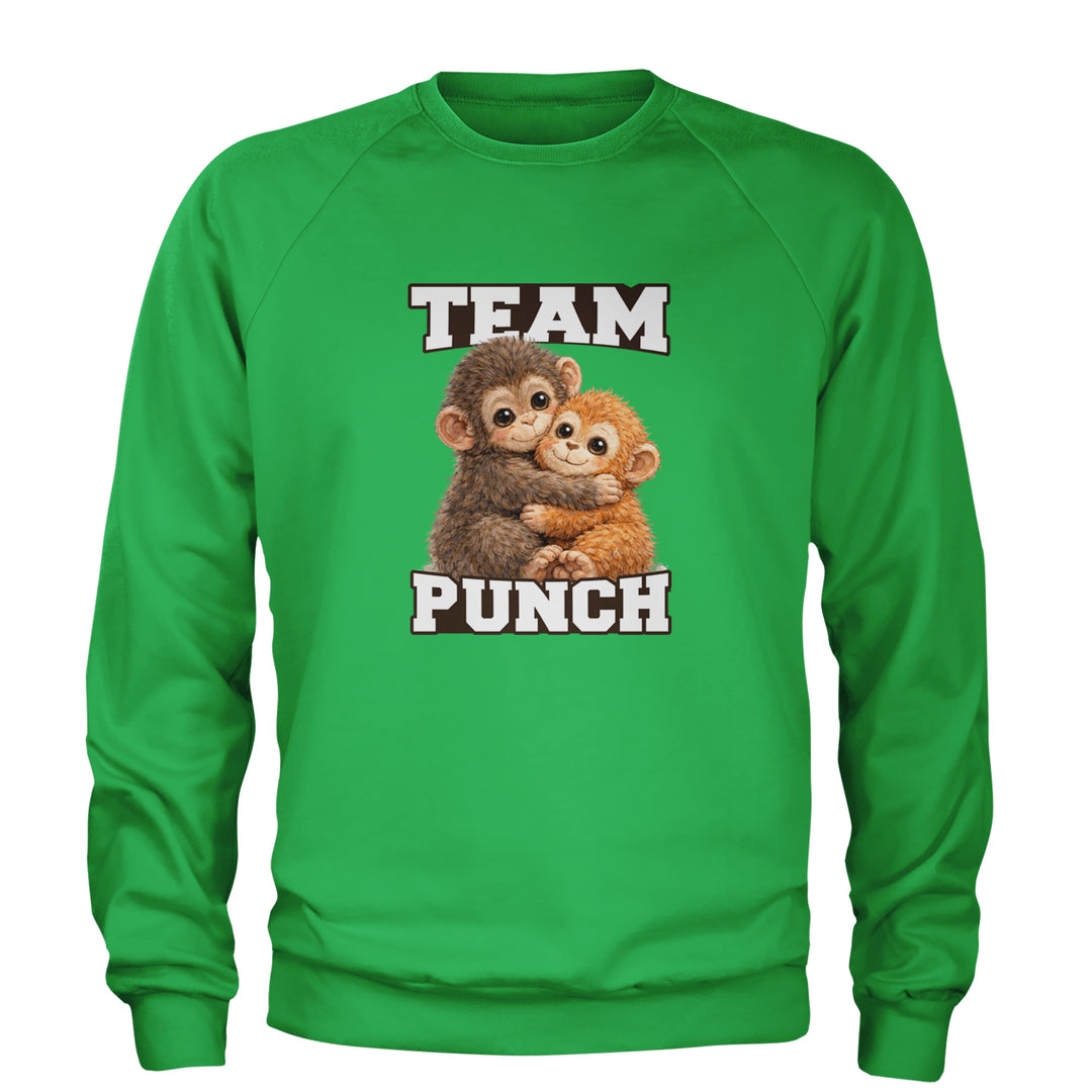 Team Punch Panchi-kun Monkey Adult Crewneck Sweatshirt Kelly Green