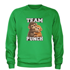 Team Punch Panchi-kun Monkey Adult Crewneck Sweatshirt Kelly Green