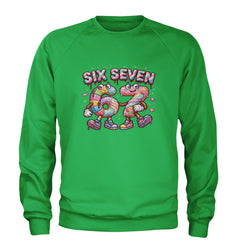 67 Candy Swirl Meme Adult Crewneck Sweatshirt Kelly Green