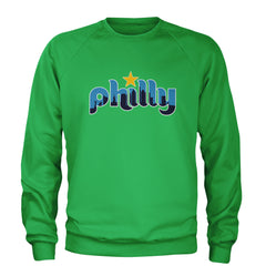 Skyline Philly Philadelphia Adult Crewneck Sweatshirt Kelly Green