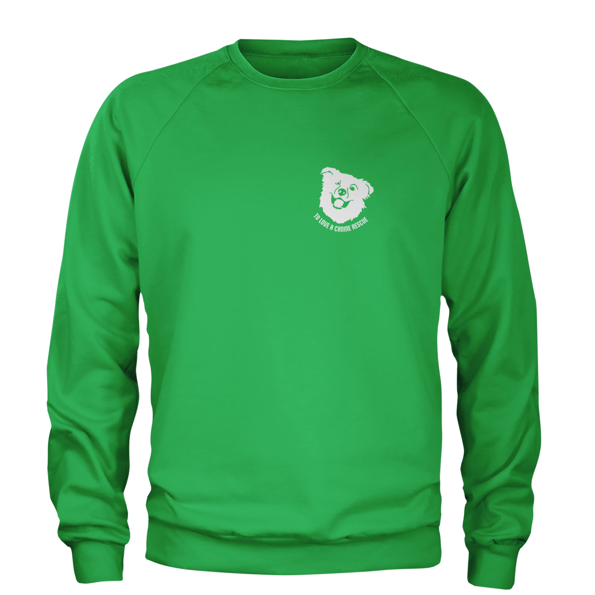 TLC Chelsea's Barking Back Adult Crewneck Sweatshirt Kelly Green