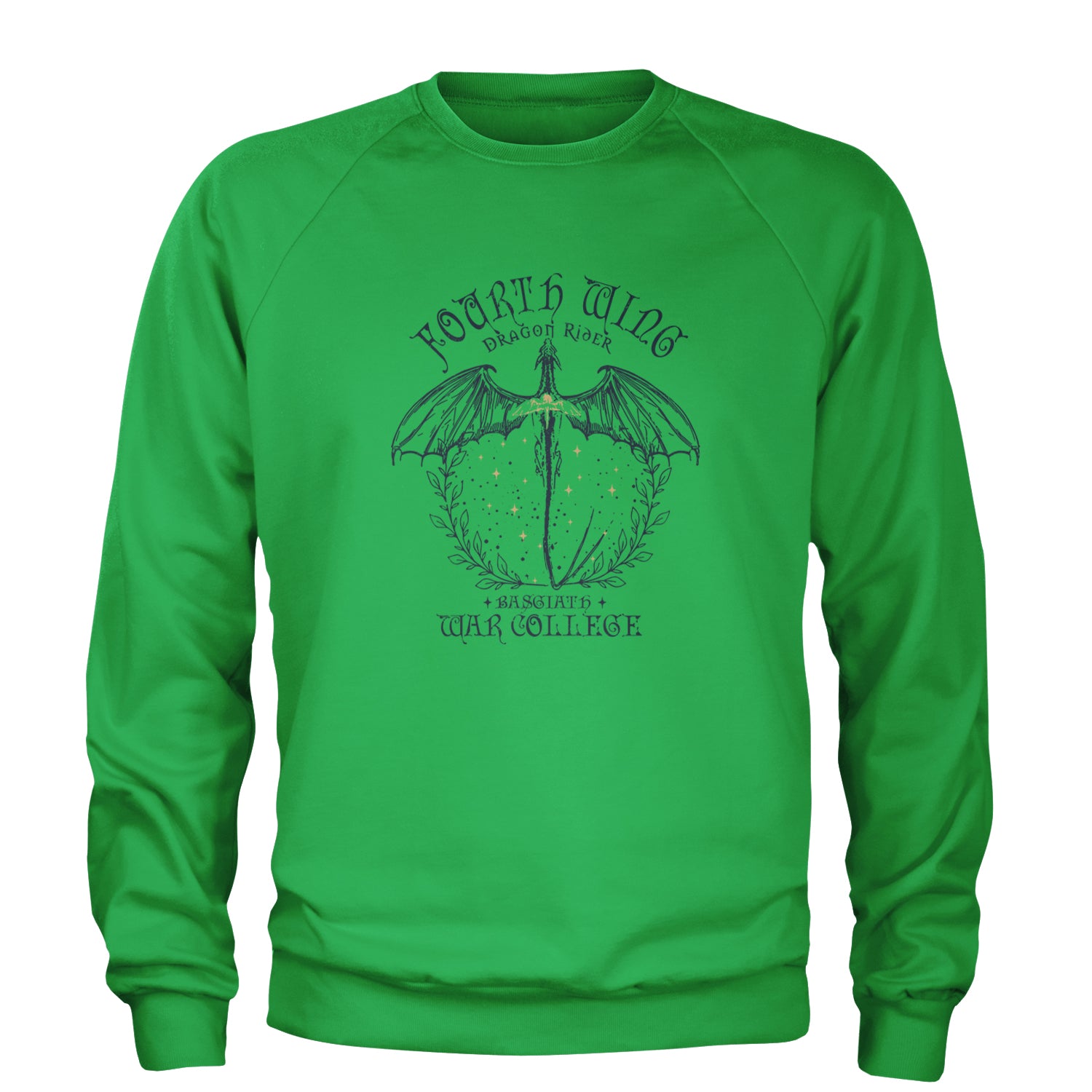 Fourth Wing Dragon Rider Vintage Basgiath War College Adult Crewneck Sweatshirt Kelly Green