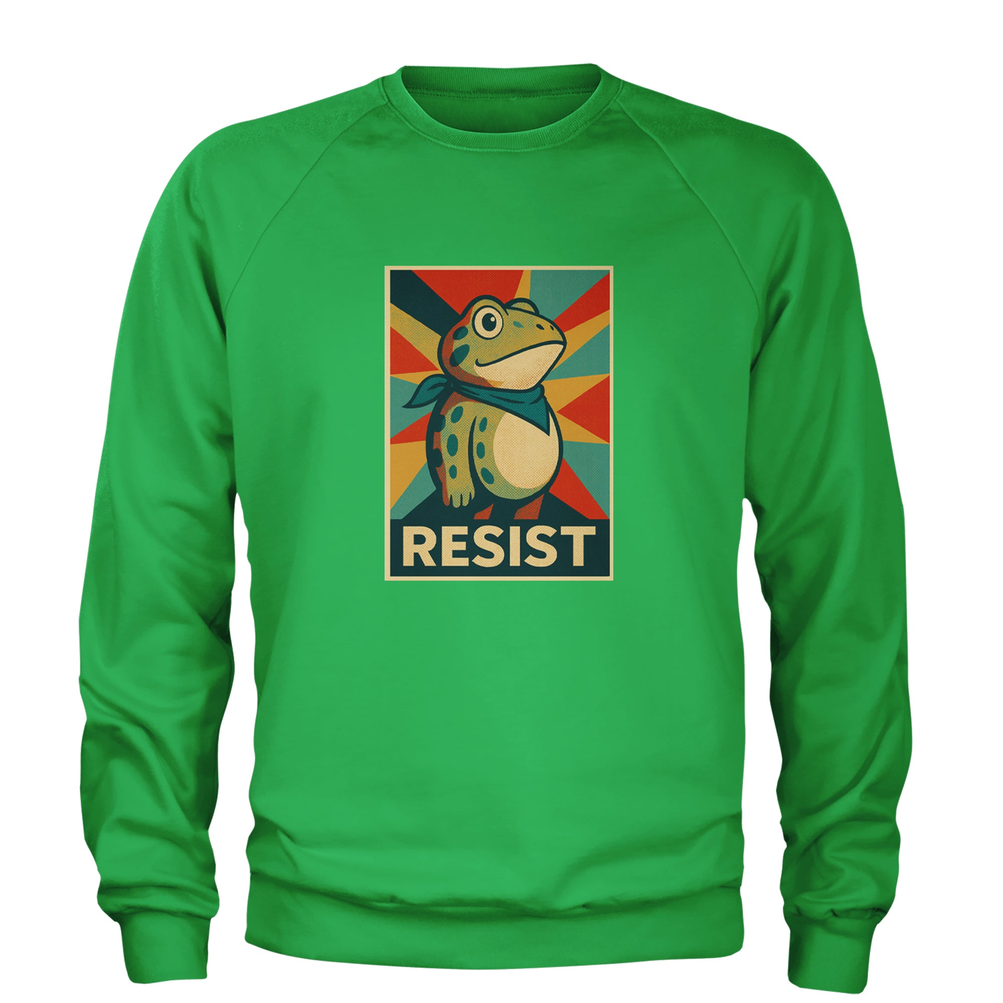 Resist Portland Protest Frog Adult Crewneck Sweatshirt Kelly Green