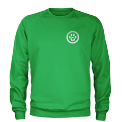 TLC To Love a Canine Dog Rescue White Adult Crewneck Sweatshirt Kelly Green