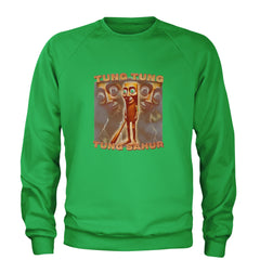 Tung Tung Tung Sahur Enforcer Adult Crewneck Sweatshirt Kelly Green