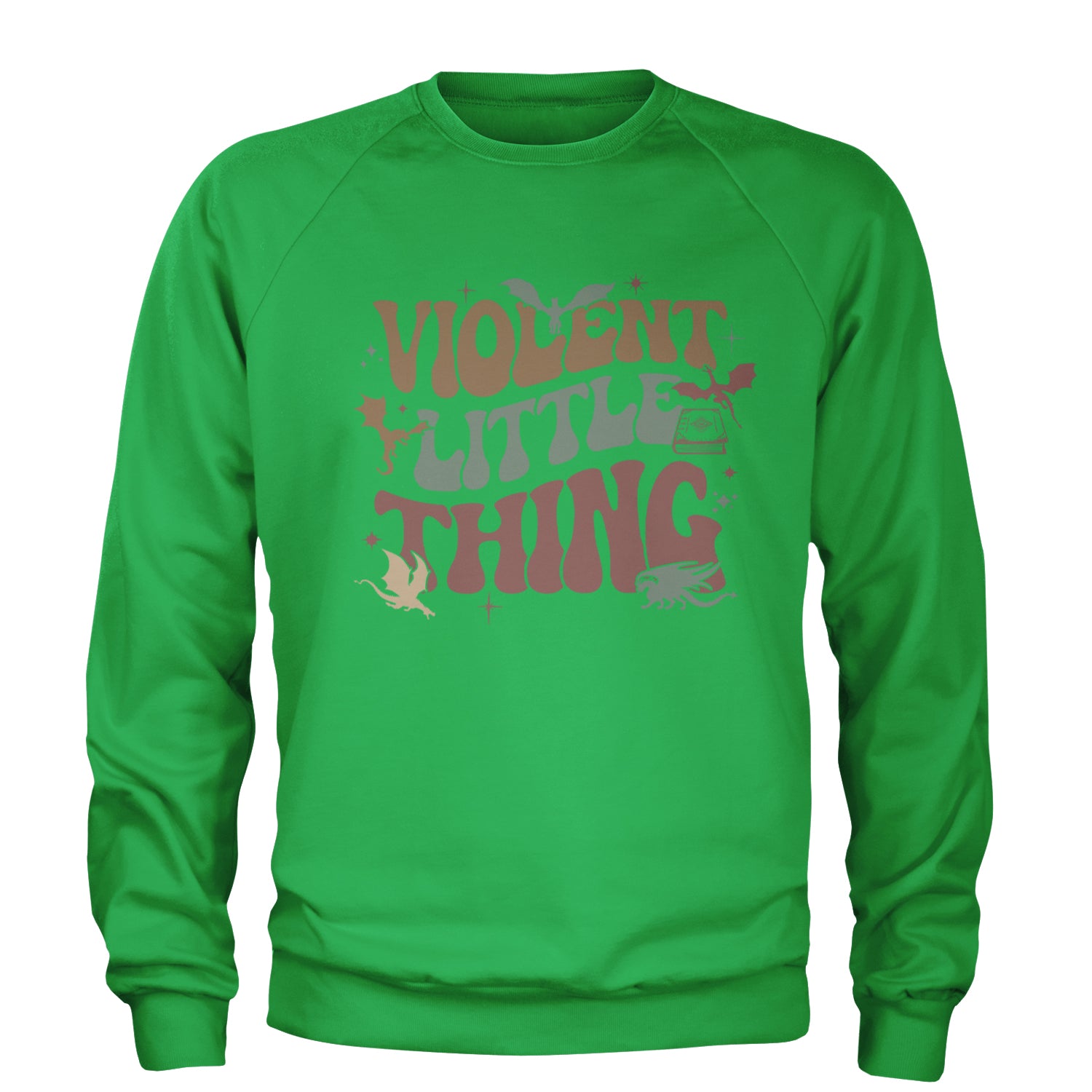 Violent Little Thing Dragon Adult Crewneck Sweatshirt Kelly Green