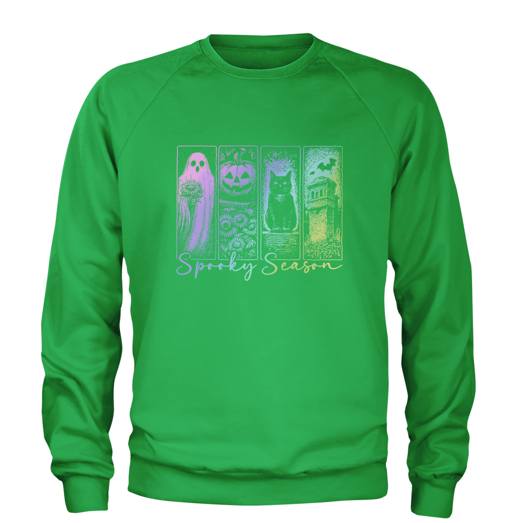Spooky Season Cute Pastel Halloween Design Adult Crewneck Sweatshirt Kelly Green