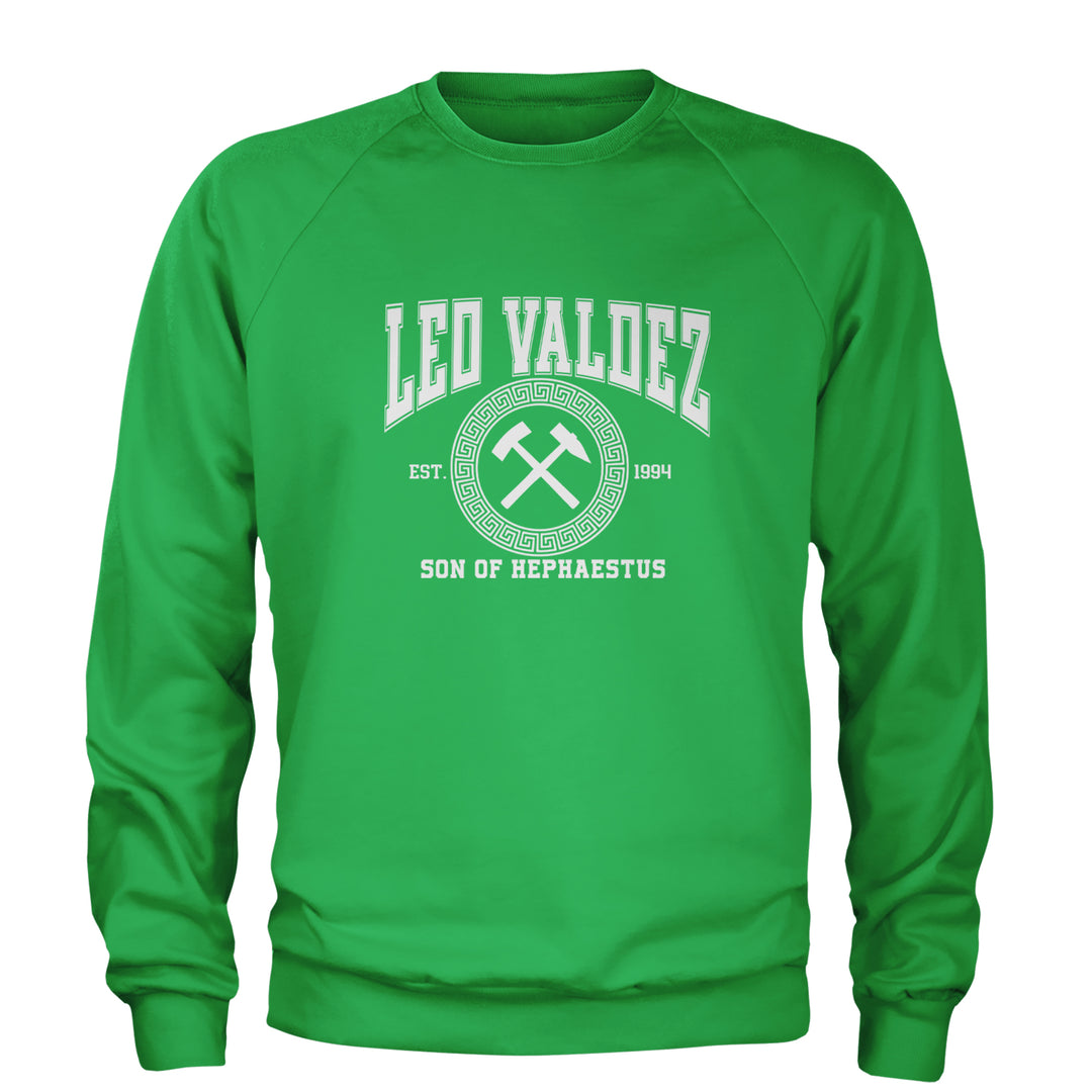 Leo Valdez Son of Hephaestus Forge Master Adult Crewneck Sweatshirt Kelly Green