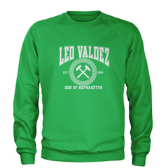 Leo Valdez Son of Hephaestus Forge Master Adult Crewneck Sweatshirt Kelly Green