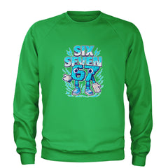 67 Brainrot Meme Slang Adult Crewneck Sweatshirt Kelly Green