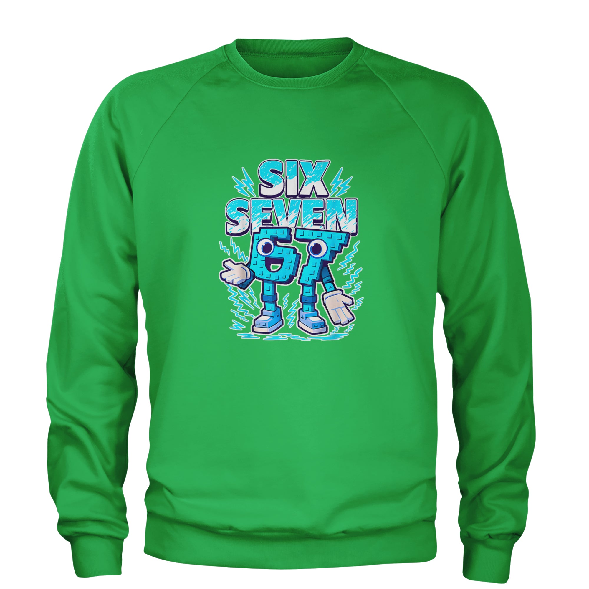 67 Brainrot Meme Slang Adult Crewneck Sweatshirt Kelly Green
