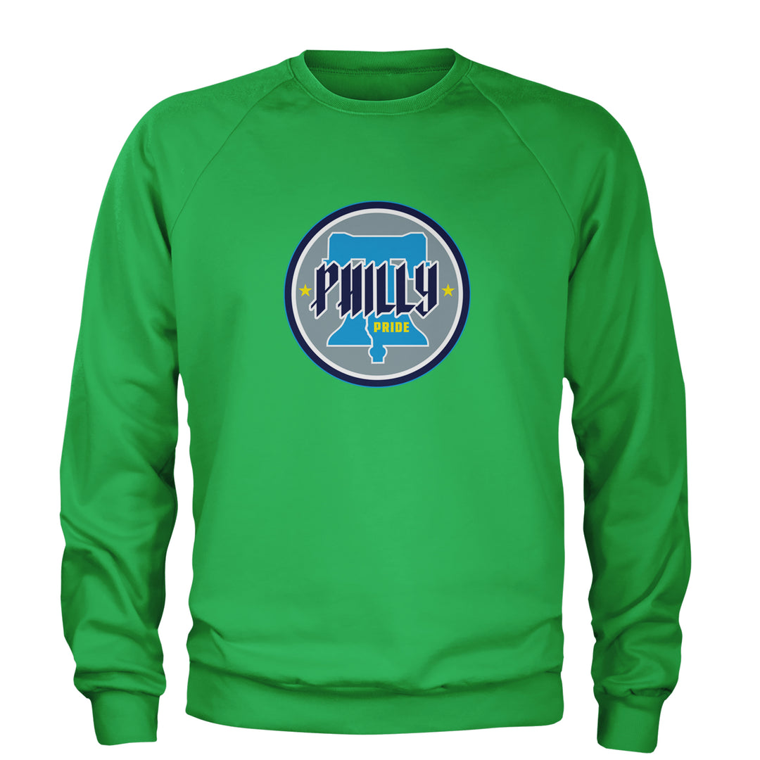 Philly Pride Liberty Bell Adult Crewneck Sweatshirt Kelly Green