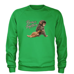 Punch Brave Together Stuffed Animal Adult Crewneck Sweatshirt Kelly Green