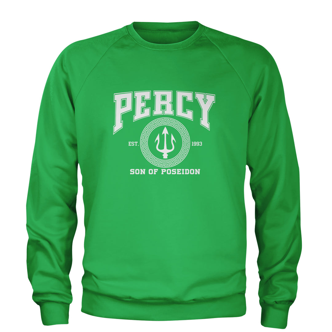 Percy Son Of Poseidon Sea God Adult Crewneck Sweatshirt Kelly Green