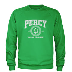 Percy Son Of Poseidon Sea God Adult Crewneck Sweatshirt Kelly Green