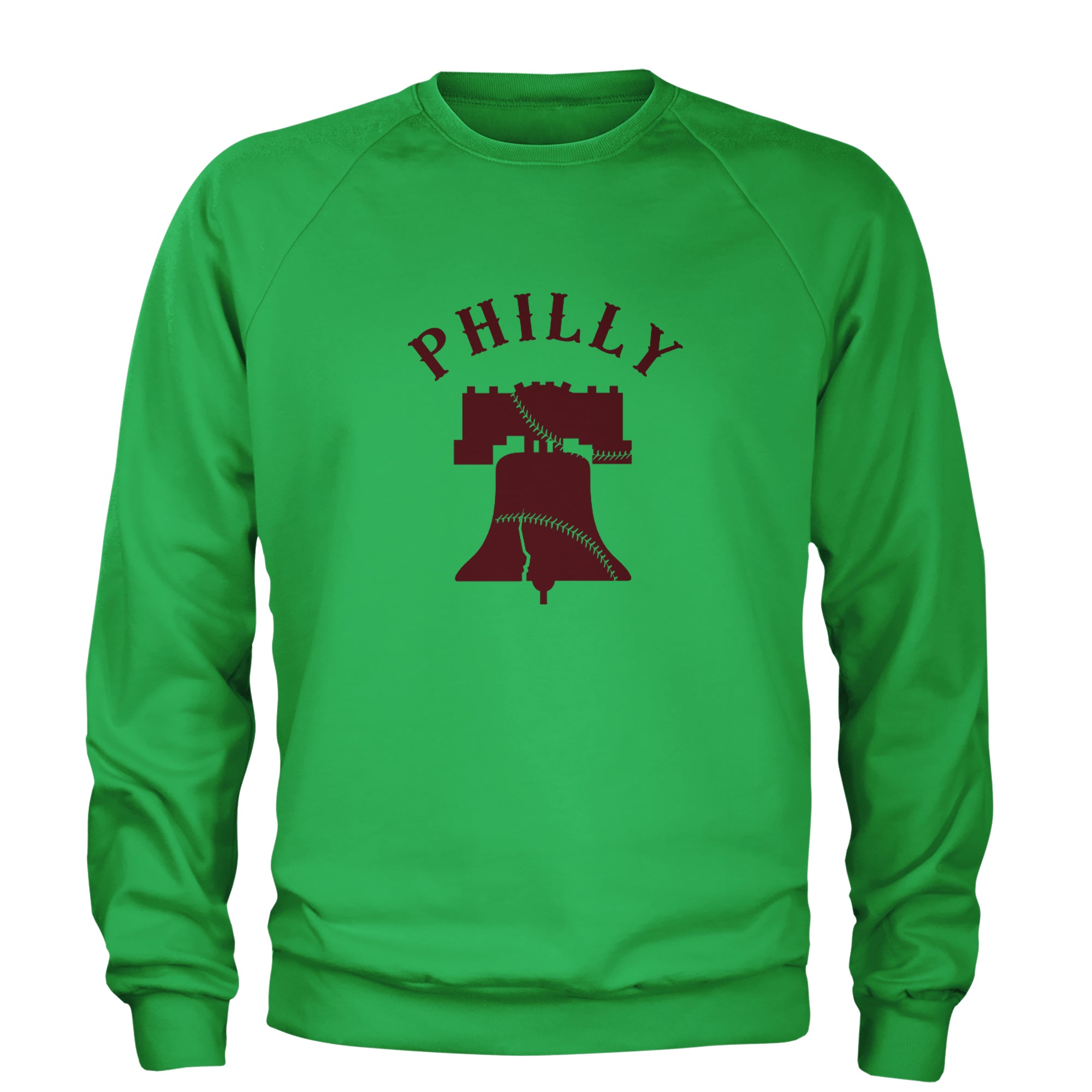 Philly Cracked Liberty Bell Adult Crewneck Sweatshirt Kelly Green