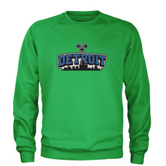 Detroit Motor City Retro Piston Adult Crewneck Sweatshirt Kelly Green
