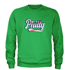 Philly Baseball Stitching Adult Crewneck Sweatshirt Kelly Green