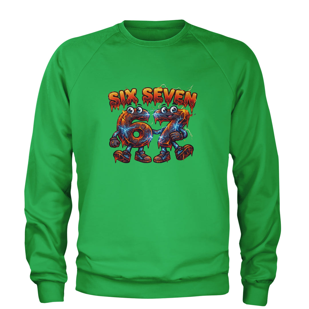 67 Lava Lightning Six Seven Meme Adult Crewneck Sweatshirt Kelly Green