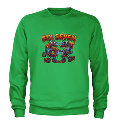67 Lava Lightning Six Seven Meme Adult Crewneck Sweatshirt Kelly Green