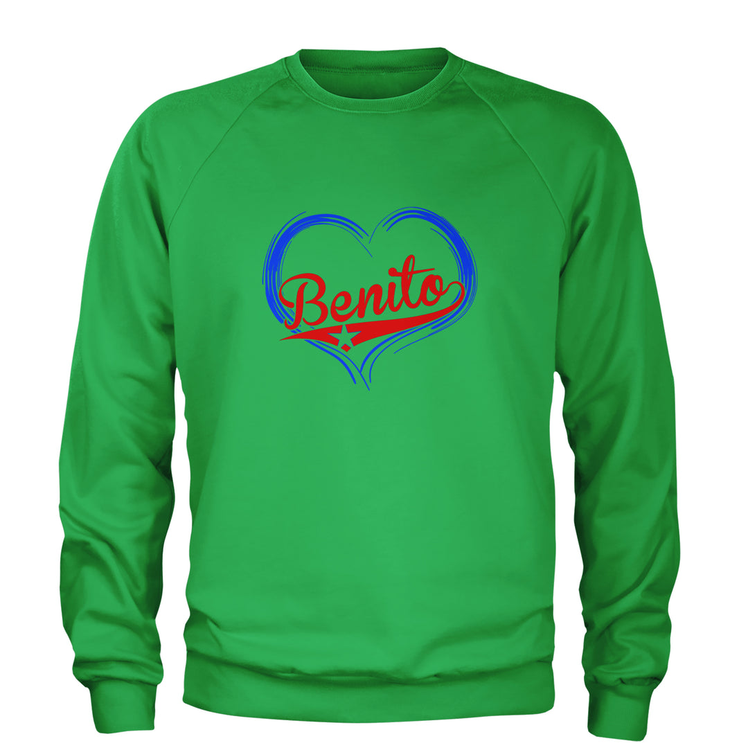 Benito Heart Puerto Rico Adult Crewneck Sweatshirt Kelly Green