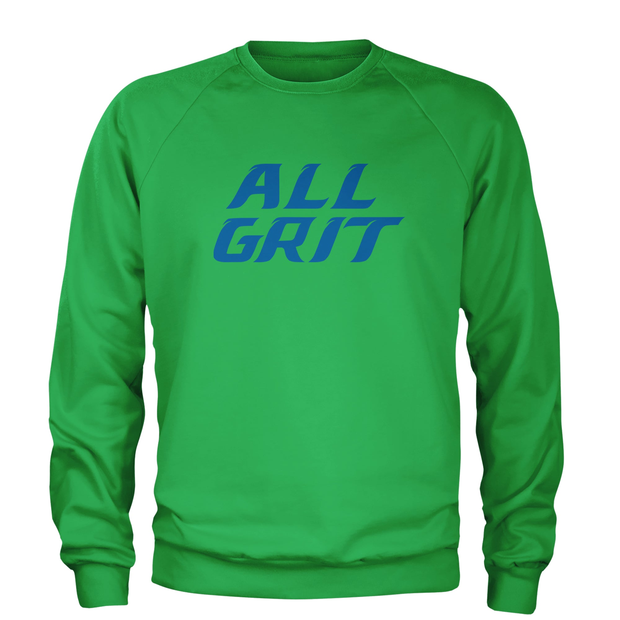 All Grit Detroit Football Adult Crewneck Sweatshirt Kelly Green