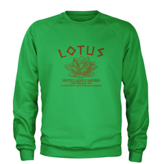 Lotus Hotel and Casino Adult Crewneck Sweatshirt Kelly Green