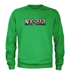 New York City 212 Area Code Skyline  Adult Crewneck Sweatshirt Kelly Green