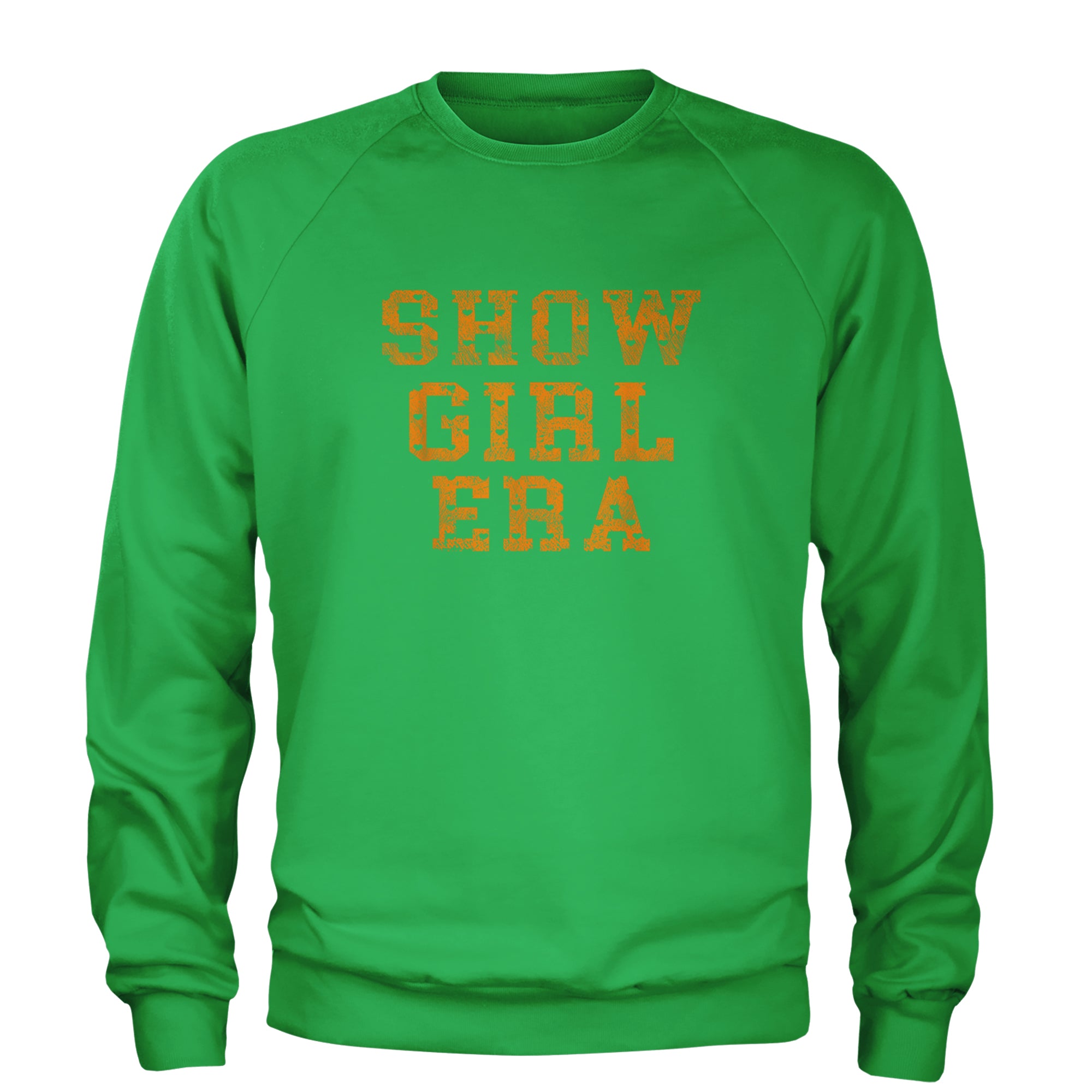 Vintage Showgirl Era Heart Adult Crewneck Sweatshirt Kelly Green