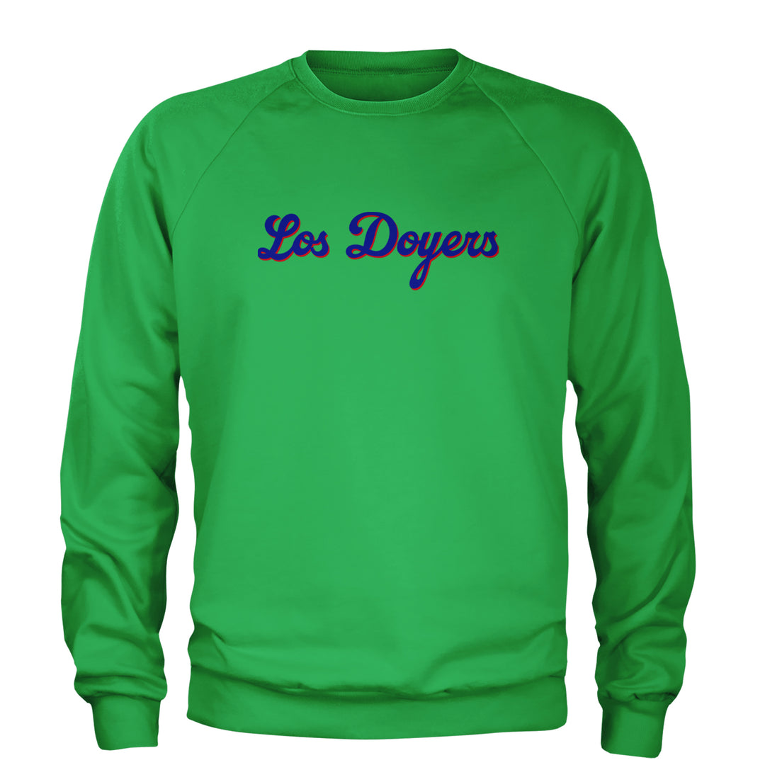 Los Doyers LA Baseball Adult Crewneck Sweatshirt Kelly Green